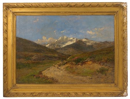 EUGENIO GIGNOUS. Painting "MOUNT FLETSCHHORN-SEMPIONE WITH SHEPHERDS"
