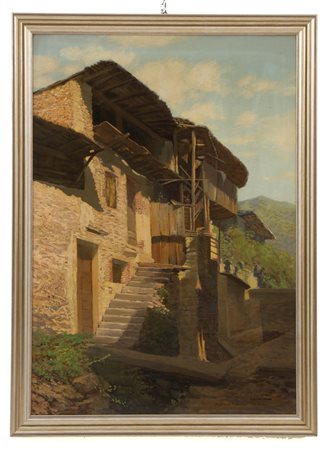 CARLO COSTANTINO TAGLIABUE. Painting "RUSTIC IN VALSASSINA"