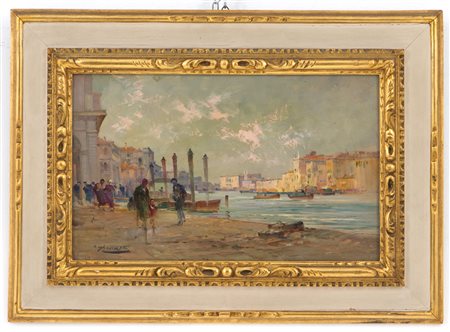 CESARE GHEDUZZI. Painting "MORNING, GRAND CANAL IN VENICE"