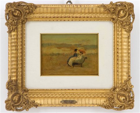 Painting "DAME ON THE BENCH"