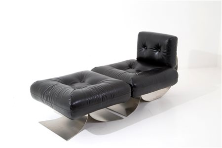 OSCAR NIEMEYER. Armchair with ottoman for MOBILIER INTERNATIONAL