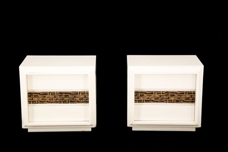 LUCIANO FRIGERIO. Two sculptural bedside tables