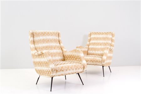 ALDO MORBELLI (stile di). Pair of armchairs