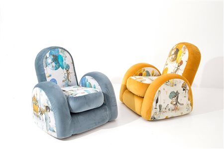 GEORGES SOWDEN. Two Savoy armchairs for BEDDING BREVETTI