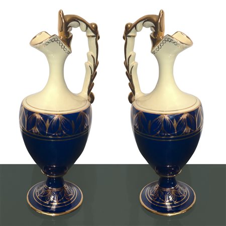 Coppia vasi nei toni beige e blu, 50s