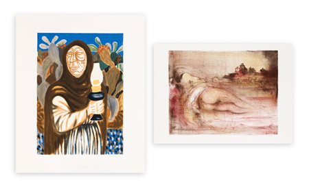 AUTORI VARI (MIGNIECO, AJMONE) - Lotto unico composto da 2 opere grafiche