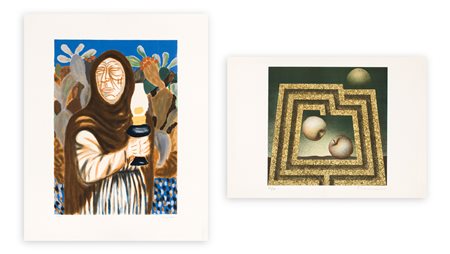 AUTORI VARI (MIGNIECO, VIVIANI) - Lotto unico composto da 2 opere grafiche