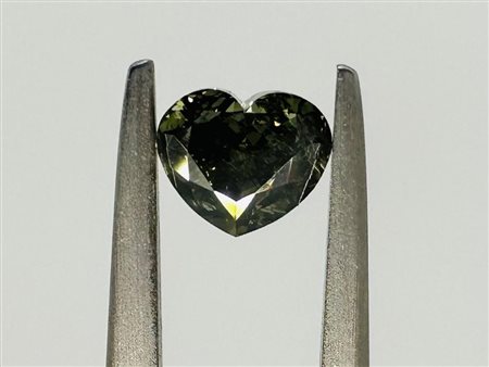 DIAMANTE 0,5 CT FANCY GRIGIO SCURO - GIALLOGNOLO VERDE - PUREZZA SI2 - TAGLIO...