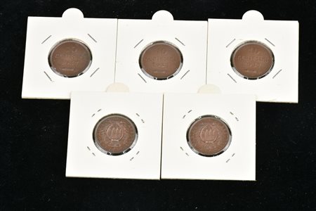 LOTTO DI MONETE composto da: 5 monete da 10 centesimi di lire del 1937 della...