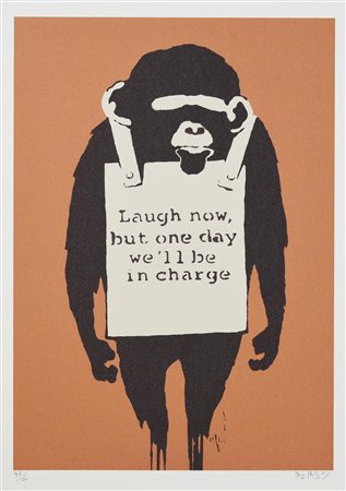 Da Banksy LAUGHT NOW foto-litografia su carta, cm 50x35; es. 47/60 firma e...