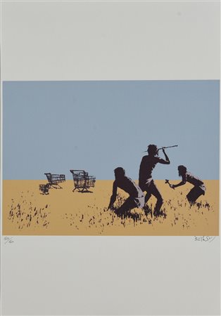 Da Banksy TROLLEY HUNTERS litografia, cm 50x35; es. 60/60 firma, tiratura e...