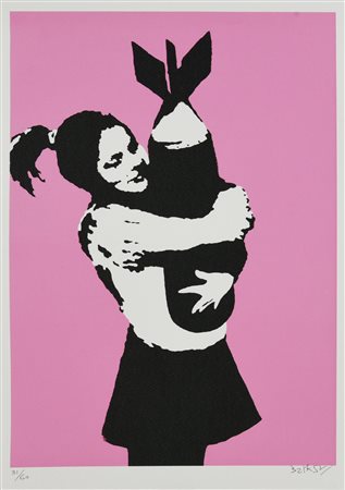 Da Banksy BOMB HUGGER litografia, cm 50x35; es. 31/60 firma, tiratura e...