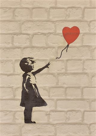 Da Banksy GIRL WITH BALLOON litografia spray 3d su carta cotton privilege, cm...