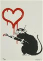 Da Banksy RAT HEART COLOR eliografia, cm 38x28,5; es. 30/150 firma in lastra,...
