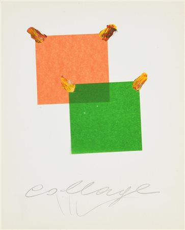 Aldo Mondino COLLAGE multiplo, collage e tempera su carta, cm 30x23,5 firma e...