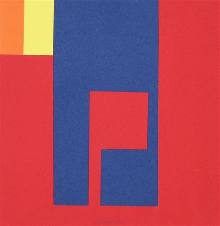 Bruno Munari NEGATIVO POSITIVO collage su cartoncino, cm 20x20 firma e data...