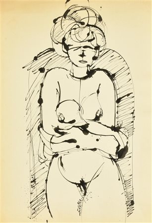 GIANBAR (Gianni Baretta) ANNA china su carta, cm 50x35 firma sul retro:...