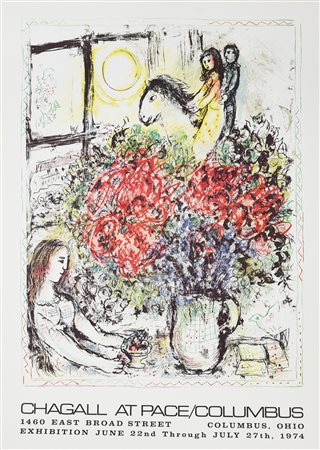 D'apres Marc Chagall CHAGALL AT PACE COLUMBUS stampa, cm 79x56