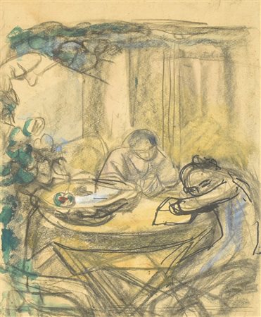 Luigi Bartolini LA LICEALE tecnica mista su carta applicata su cartoncino...