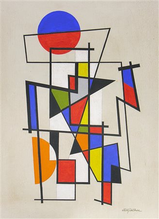 Otto Gunther COMPOSIZIONE GEOMETRICA olio su tavola, cm 42x32 firma