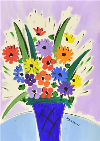Sante Monachesi VASO DI FIORI olio su tela, cm 70x50 firma sul retro: firma