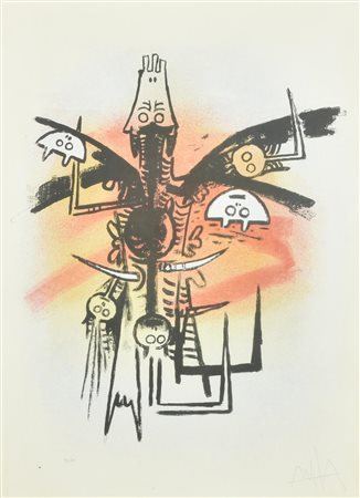 Wifredo Lam IL DRAGONE litografia, cm 70x50; es. 98/100 firma