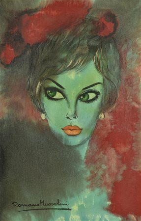 Romano Mussolini MADAME DORIAN olio su tela, cm 60x40 firma sul retro: firma,...