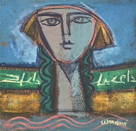 Mohamed Wandavi DIO DEL VENTO tecnica mista su tela, cm 30x30 firma sul...