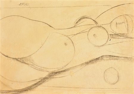 GIANBAR (Gianni Baretta) L'ULTIMA SPIAGGIA carboncino su carta applicata su...