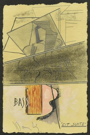 Aldo Mondino COMPOSIZIONE ASTRATTA - CIT SUITE tecnica mista su carta, cm...