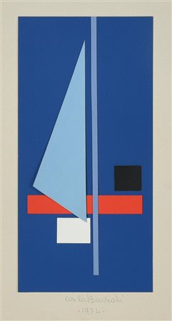 Carla Badiali COMPOSIZIONE collage su cartoncino, cm 25x13 firma e data sul...