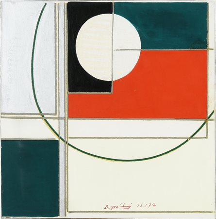 Silvano Bozzolini SENZA TITOLO tecnica mista su cartoncino applicata su...