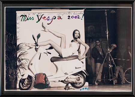 Peter Beard MISS VESPA stampa offset, collage, penna e interventi a...