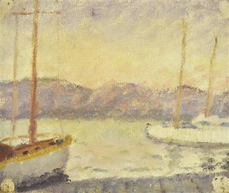 Enrico Allimandi LA RISACCA olio su frammento di tela, 16x19 cm eseguito nel...