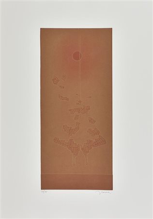 Francesco Casorati FARFALLA E SOLE ROSSO incisione su carta, battuta cm...