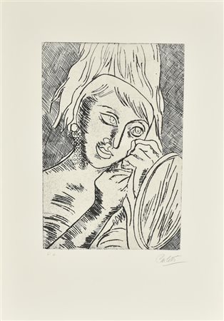 Mario Carletti BALLERINA acquaforte su carta, battuta cm 31x21, su foglio cm...