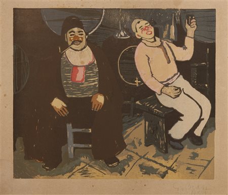 BIASI DA TEULADA GIUSEPPE (1885 - 1945) - Uomini in cantina.
