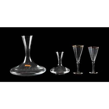 C. MORETTI E NACHTMANN, Parte di servizio di bicchieri e 2 decanter