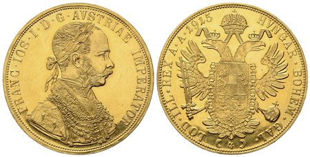 AUSTRIA. Francesco Giuseppe (1848-1816). 4 ducati 1915. Au titolo 986 (39,65...