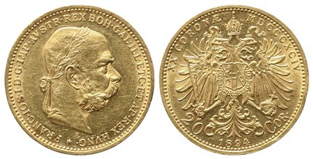 AUSTRIA. Francesco Giuseppe (1848-1916). 20 Corone 1894. Au (6,77 g). SPL....