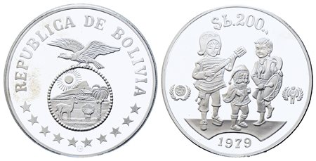 BOLIVIA. 200 Pesos Bolivianos 1979 Silver PROOF KM#198. Ag (23,39 g). PROOF
