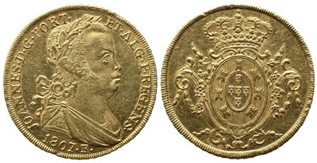 BRASILE. Joao VI del Portogallo (1802-1822). 6400 reis 1807. Au (31,8 mm –...