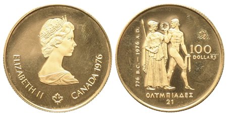 CANADA. 100 dollari 1976. Giochi olimpici estivi di Montreal. Au titolo 917...