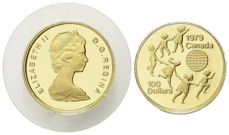 CANADA. 100 dollari 1979. Anno internazionale del bambino. Au titolo 917...