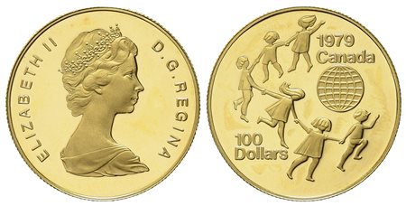 CANADA. 100 dollari 1979. Anno internazionale del bambino. Au titolo 917...