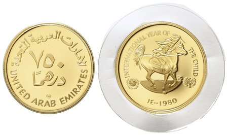 EMIRATI ARABI UNITI. 750 dirhams 1980. Anno internazionale del bambino. Au...