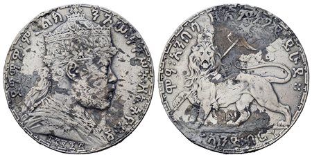 ETIOPIA. Menelik II (1889-1913). Birr 1889. Ag (27,91 g). BB. Tracce di...