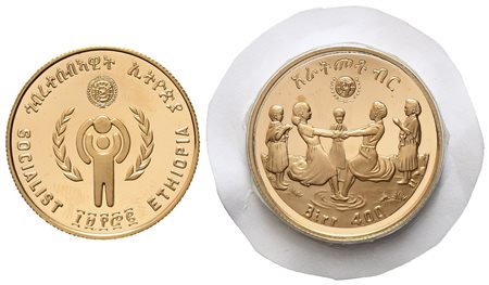ETIOPIA. 400 birr 1980. Anno internazionale del bambino. Au titolo 900 (17,17...