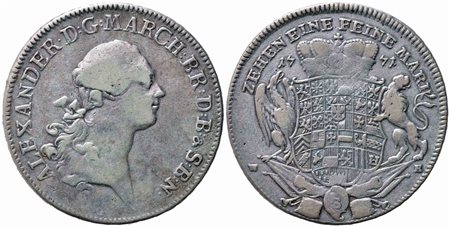 GERMANIA. Brandenburg - Ansbach. Thaler 1771 G. Ag. KM#284.3. Ex Mount. MB+