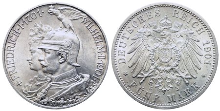 GERMANIA. Prussia. Wilhelm II (1888-1918). 5 Mark 1901 (200° anniversario...